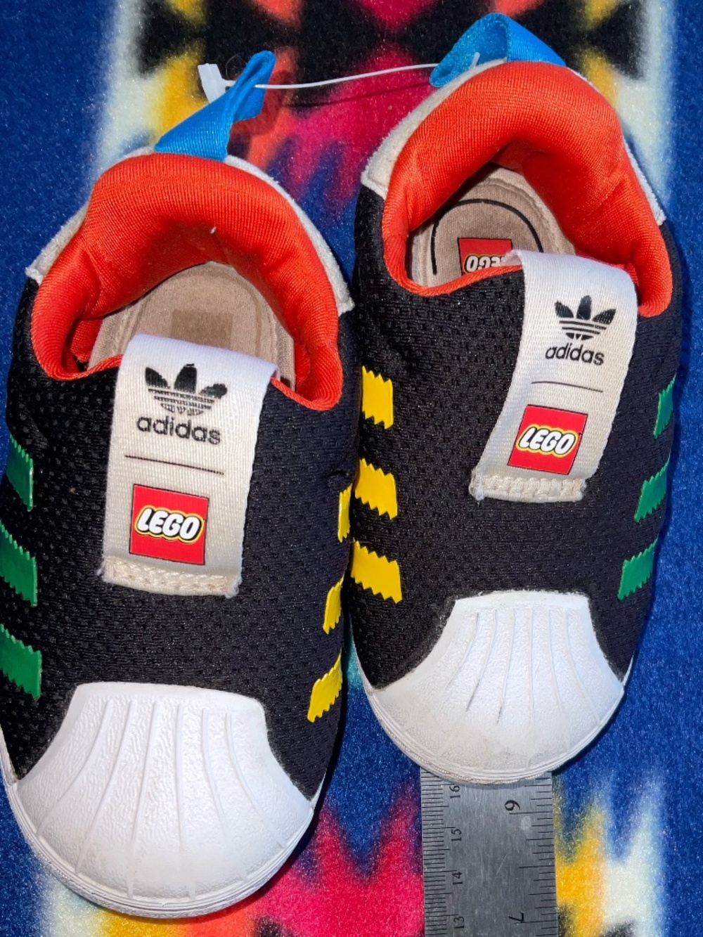 ADIDAS X LEGO Superstar- 360 Slip on kid sneaker Black Green (5 1/2k)